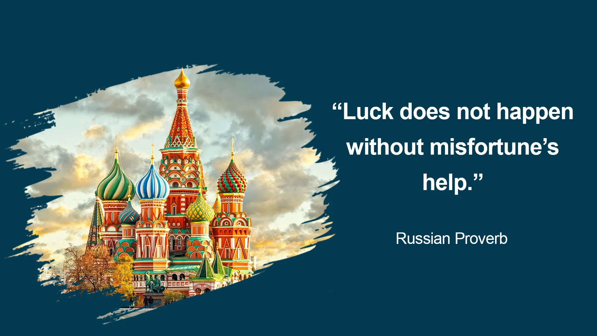 A picture of the kremlin with a quote by russian president vladimir putin.