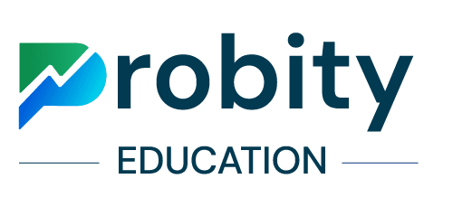A green background with the word " probite education ".