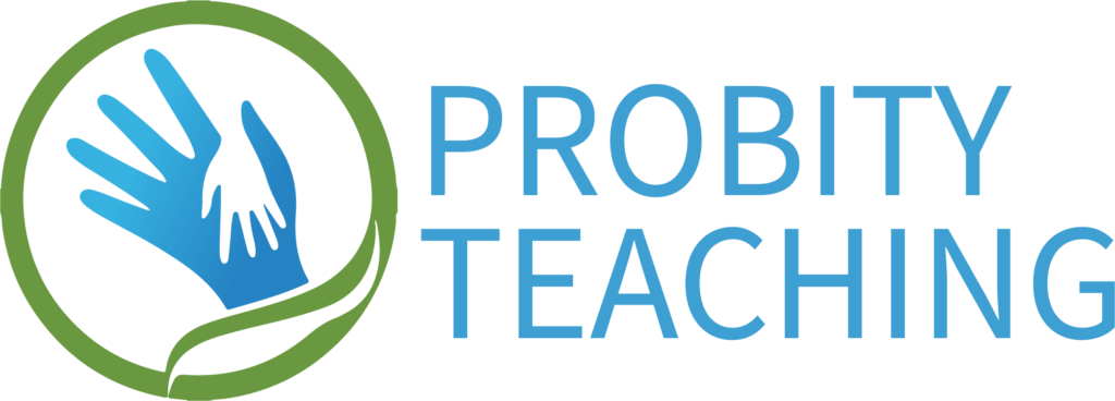 A black background with the words probing teacher in blue.